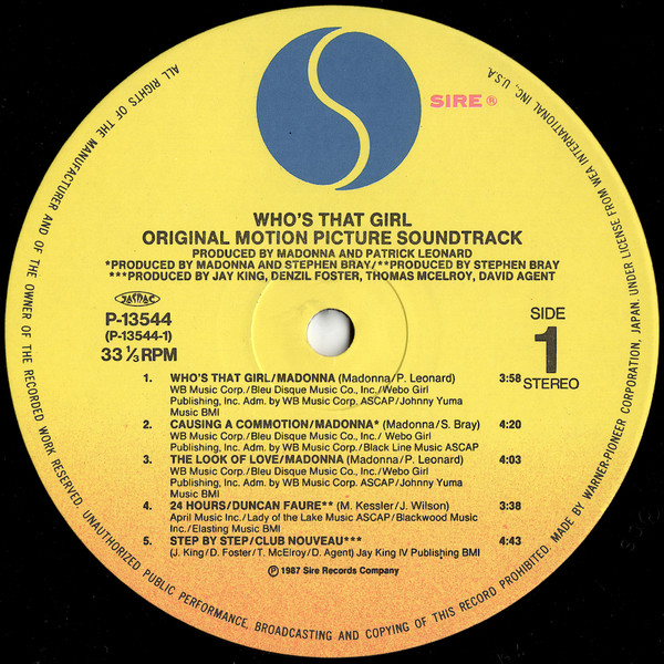 Madonna – Who’s That Girl (Original Motion Picture Soundtrack) winyl | japońskie wydanie LP - obrazek 3