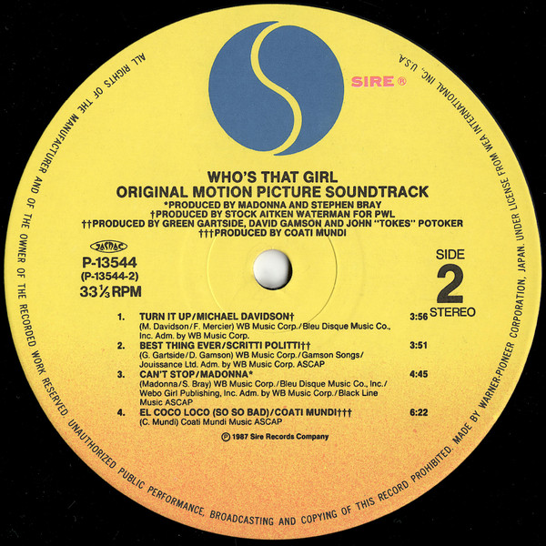 Madonna – Who’s That Girl (Original Motion Picture Soundtrack) winyl | japońskie wydanie LP - obrazek 5