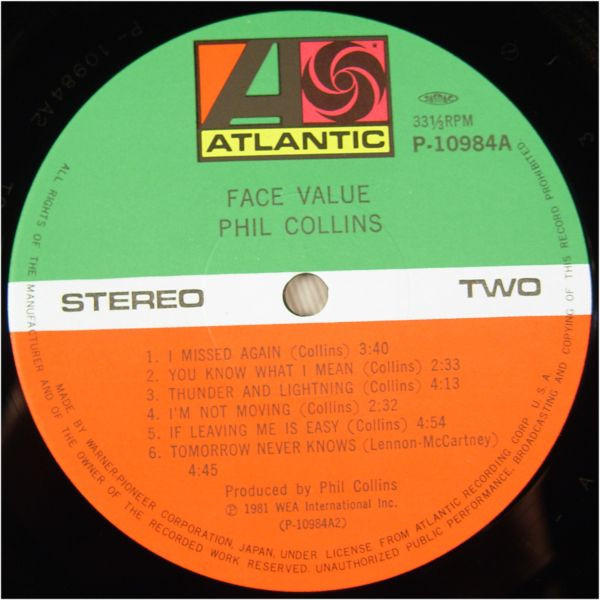Phil Collins – Face Value winyl | Japan Press LP - obrazek 4