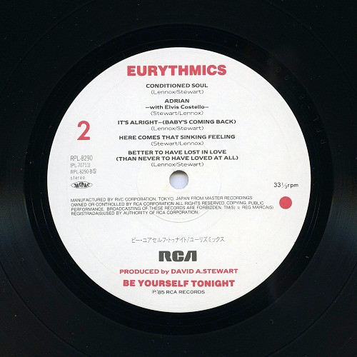Eurythmics – Be Yourself Tonight winyl | Japan Press LP - obrazek 4