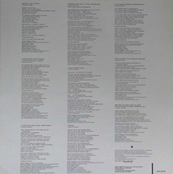 Eurythmics – Be Yourself Tonight winyl | Japan Press LP - obrazek 8
