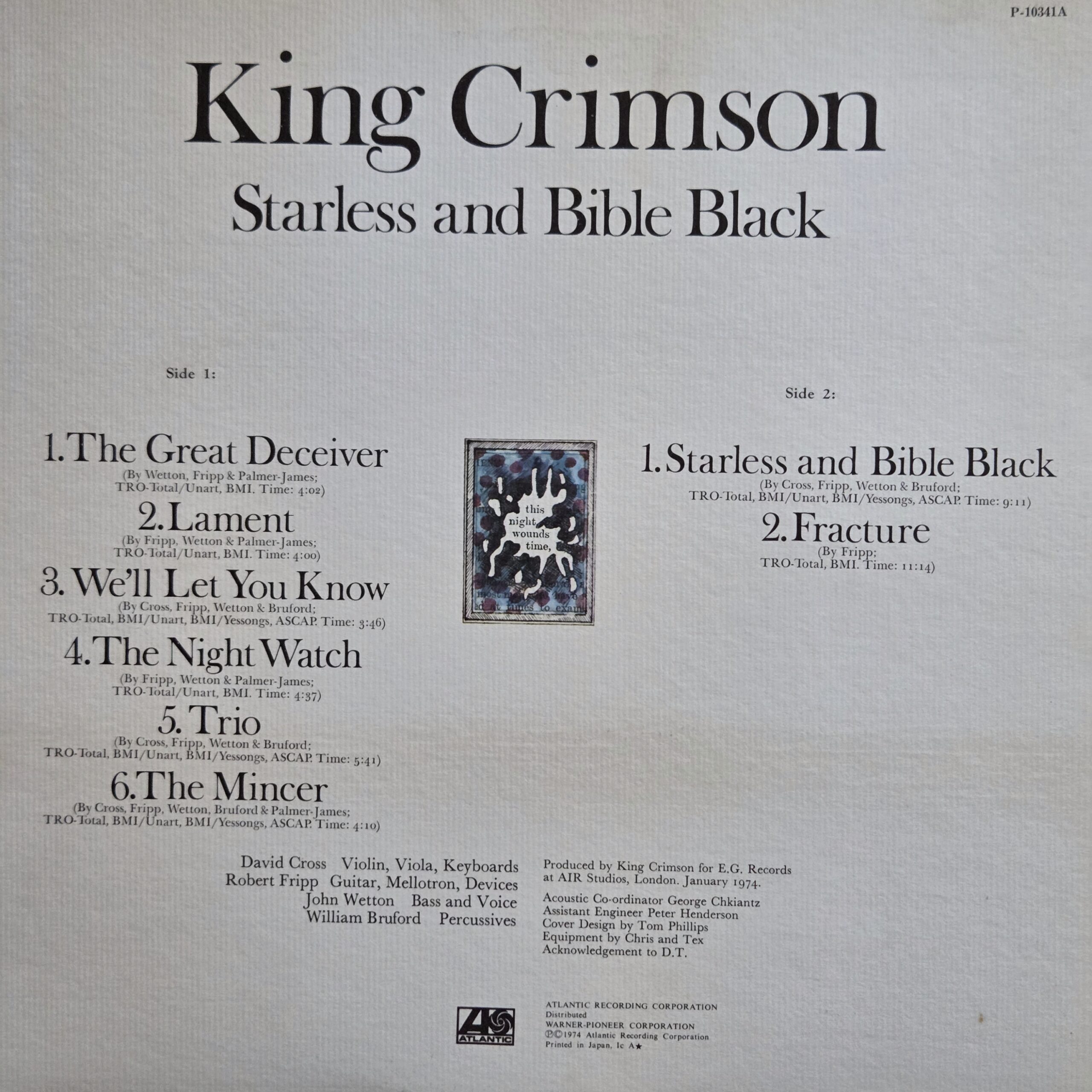 King Crimson – Starless And Bible Black Japan Press LP P-10341A - obrazek 2